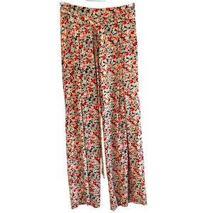 We Are Leone Silk Wide Leg Front Tie Floral Pants Size M Resort Cruise Coastal